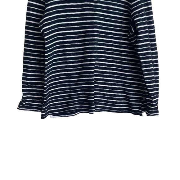 Talbots Women Top L Navy Striped Keyhole Tie Coastal Nautical Travel‎ Beachy - Picture 9 of 12